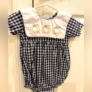 Blue and white check pumpkin outfit - worn once